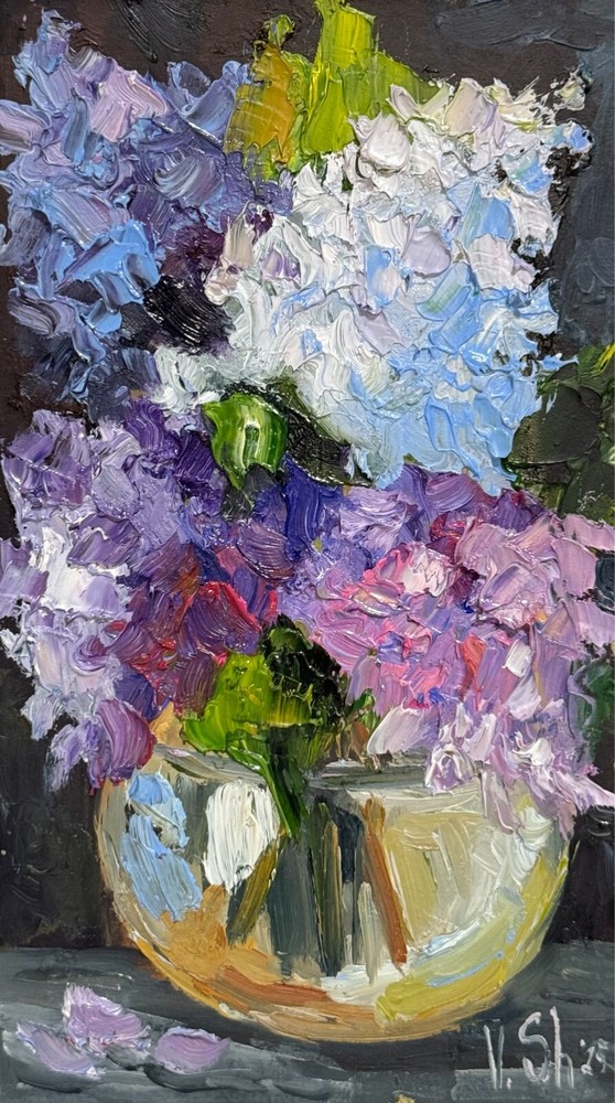 Original Oil Painting Lilac Flowers Spring Impressionist Still Life Art Signed