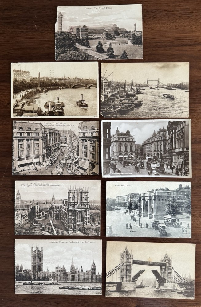 Vintage London Postcard Lot - Tower Bridge, Parliament, Crystal Palace (9)