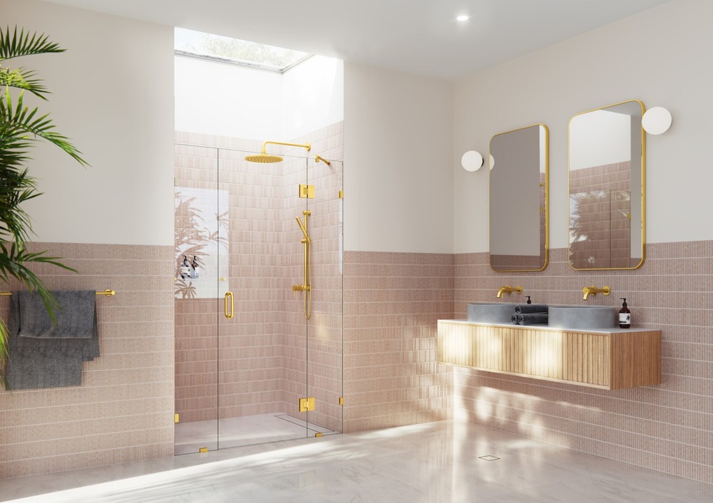 Glass Warehouse GHF-48 Stellar 78x48 Frameless Hinged Shower Door in Brass