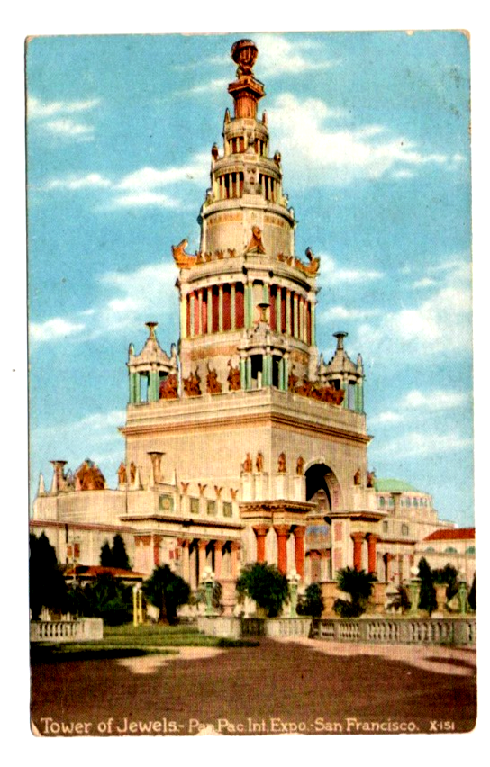 Vintage Postcard Tower of Jewels at Pacific Exposition 1915 San Francisco CA
