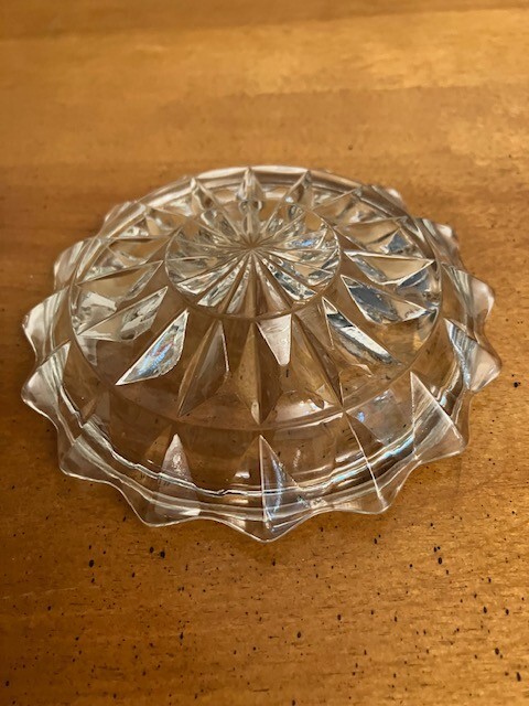Vintage Crystal Cut Glass Diamond Pattern 3 Inch Lid for Candy Dish