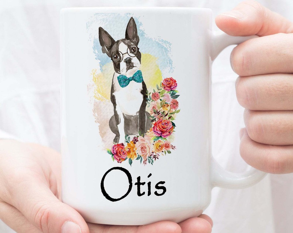 Personalized Dog Mug Custom Floral Dog Mug With Name Dog Lover Coffee Cup Pug