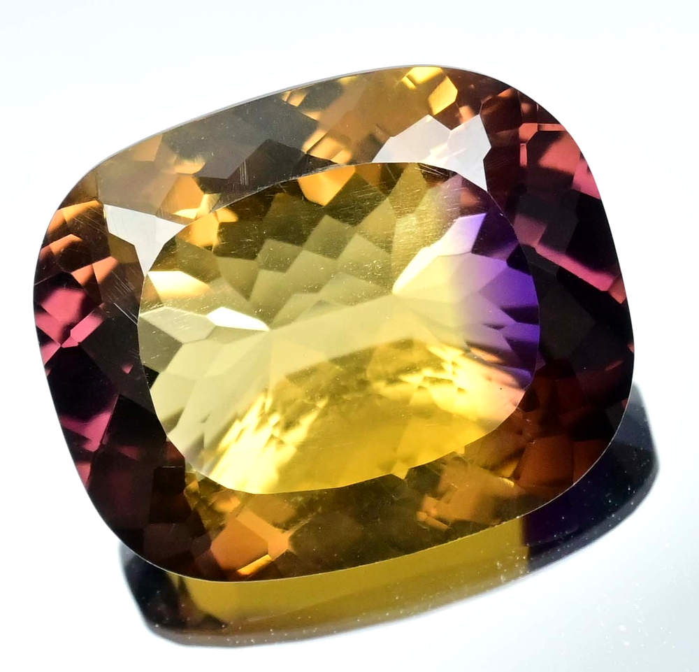 Natural Bi-Color Ametrine 44.05 Ct Cushion Untreated Certified Flawless Gemstone