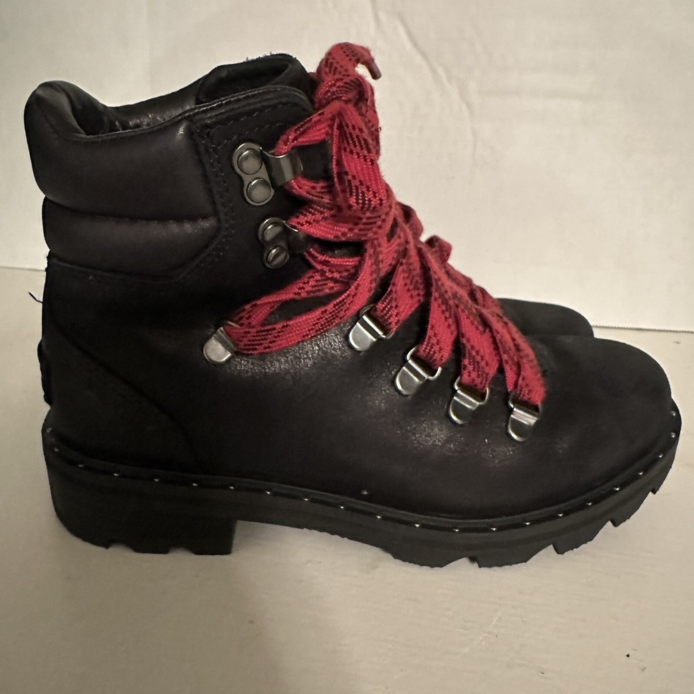 Sorel Lennox Hiker Boots Womens Sz 6 Black Waterproof Leather Excellent