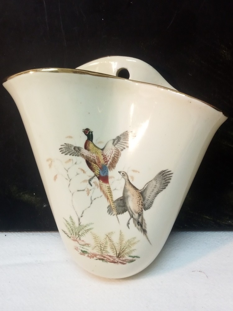 Vintage Multi-Colored Lusterware Rippled Bird Wall Vase Japan Mid-Century
