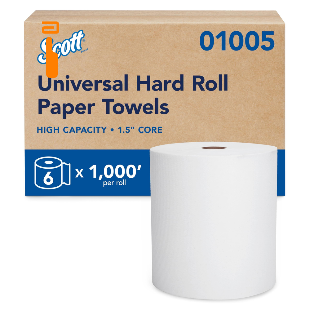 Scott Professional Essential Universal High-Capacity Hard Roll 6 Rolls, White