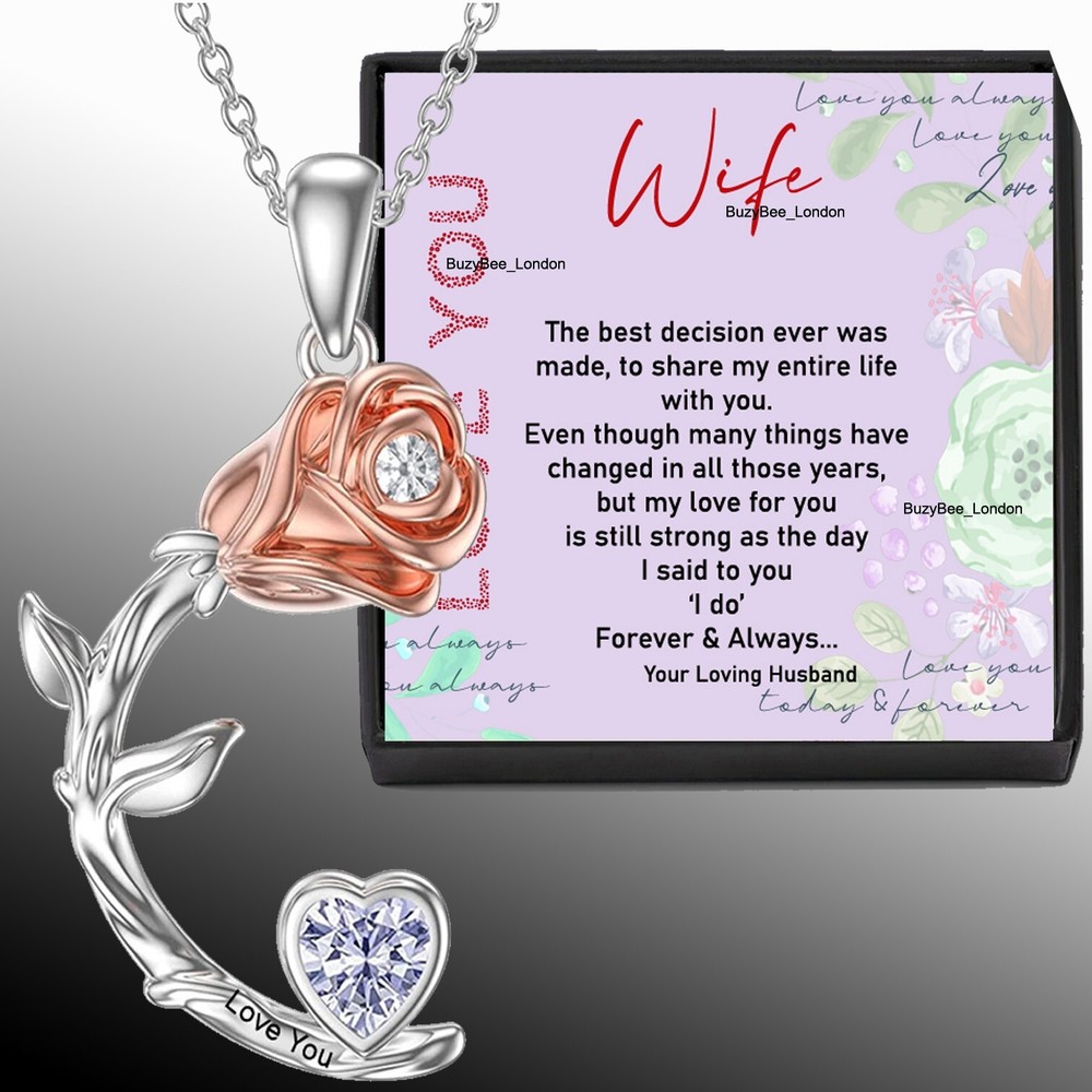 To My Wife Gift Silver Necklace Gift Box Wife birthday presents Anniversary Love