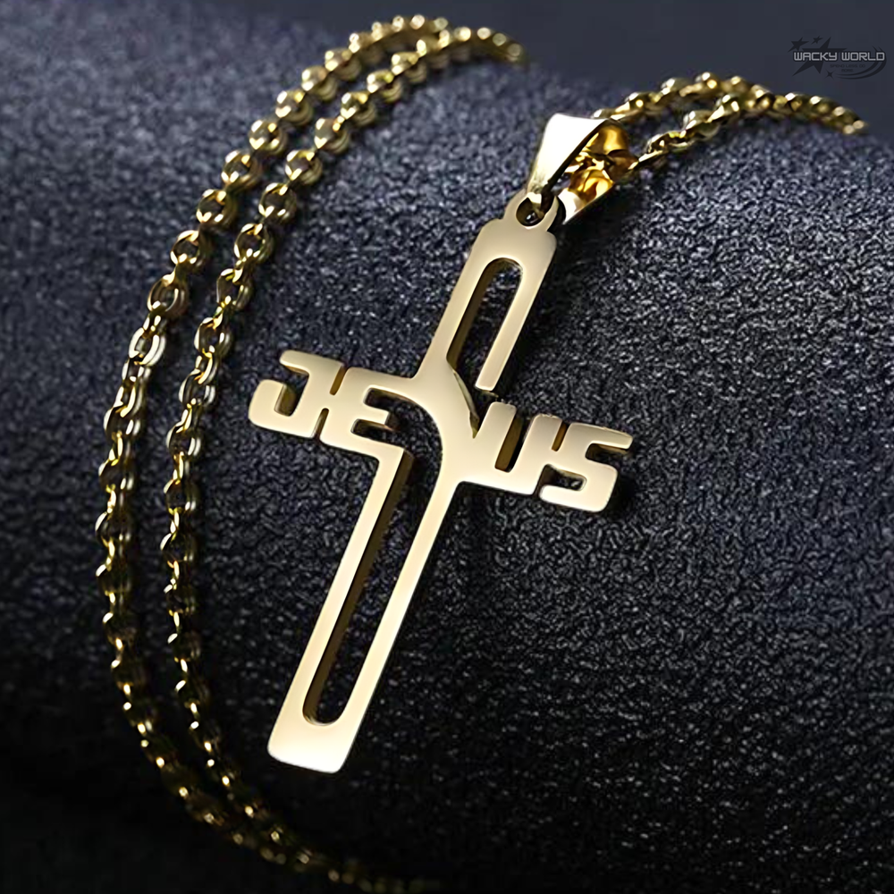 Stainless Steel Jesus Cross Necklace Women Men Cross Pendant Necklace Steel Gold