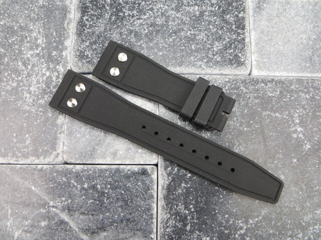 20mm OEM IWC Black Rubber Strap Diver Watch Band w/ Rivet for PILOT Top Gun P