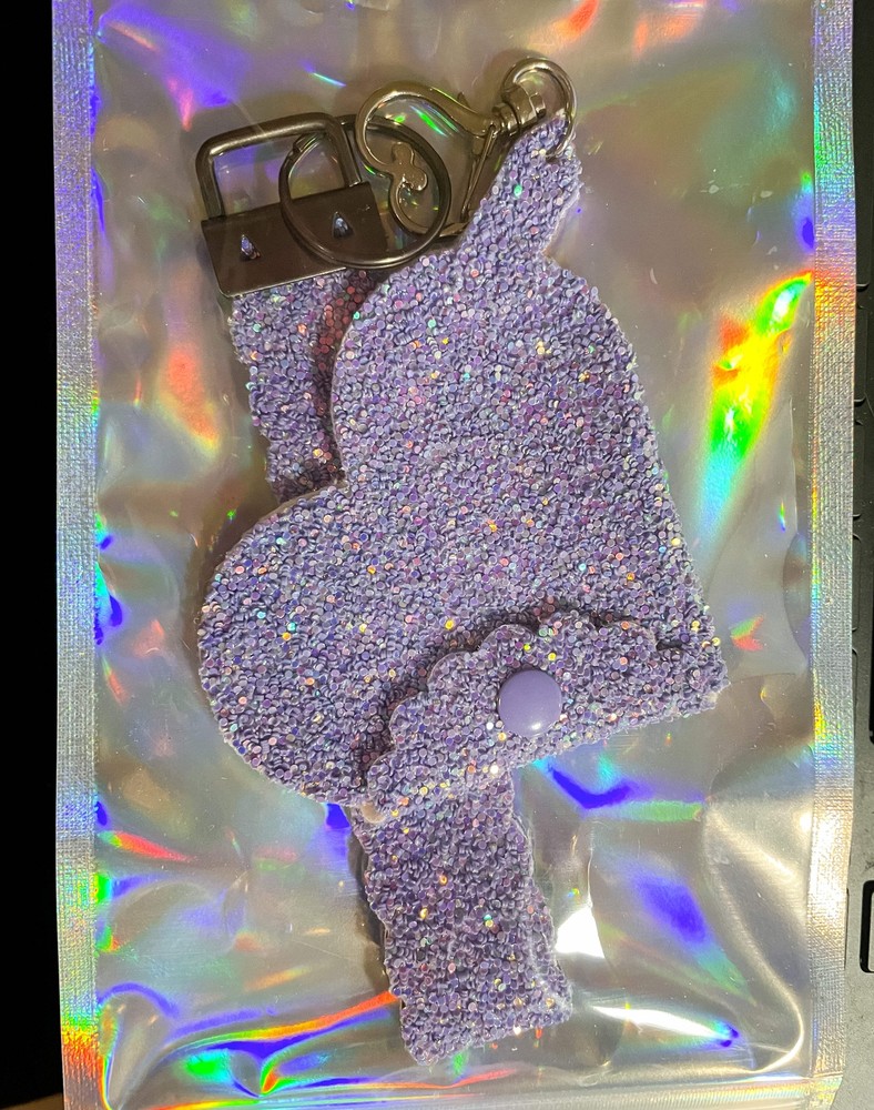 Valentine's Purple Glitter Heart Wristlet and Coin Pouch with Canvas Print | Ke