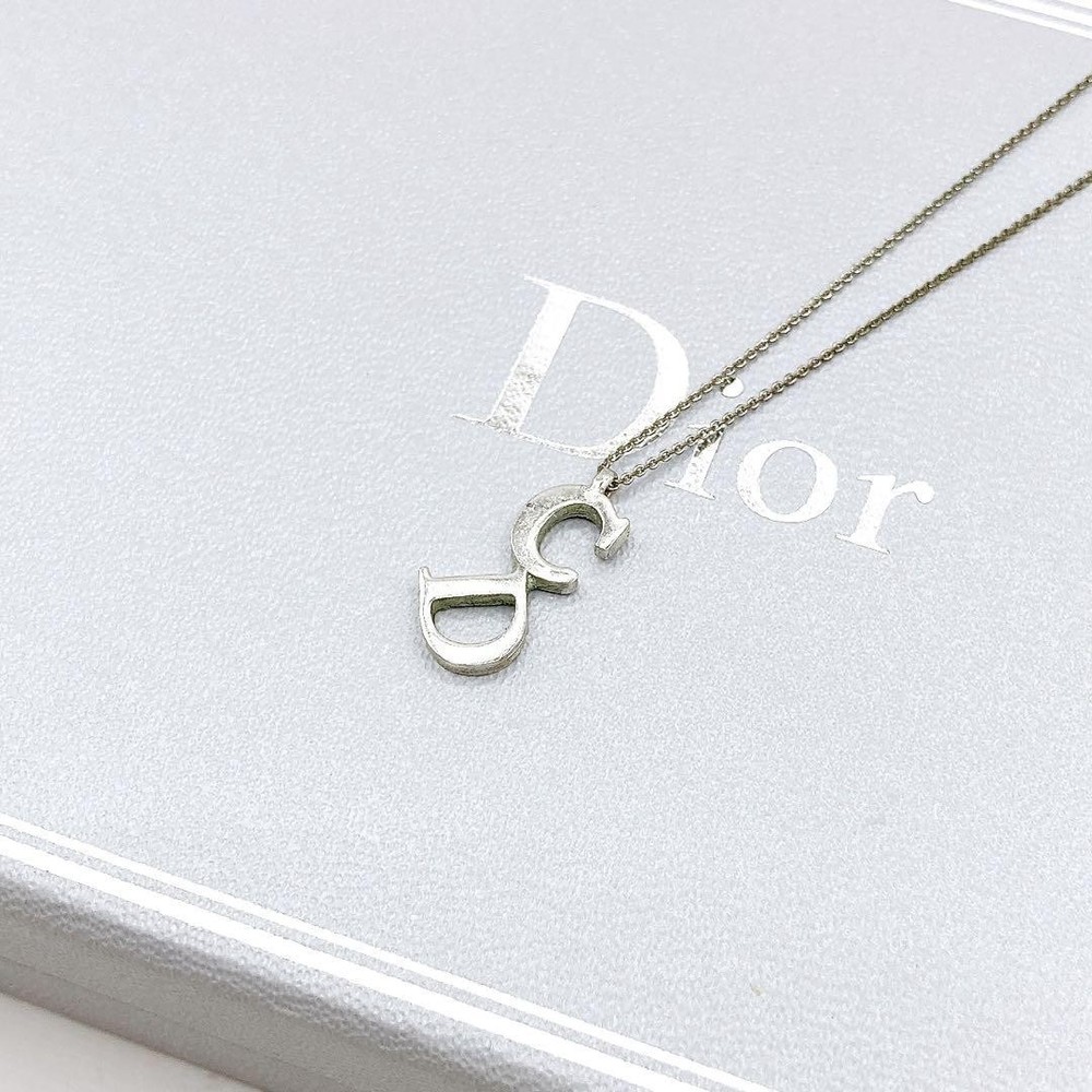 Dior silver CD logo engraved chain necklace