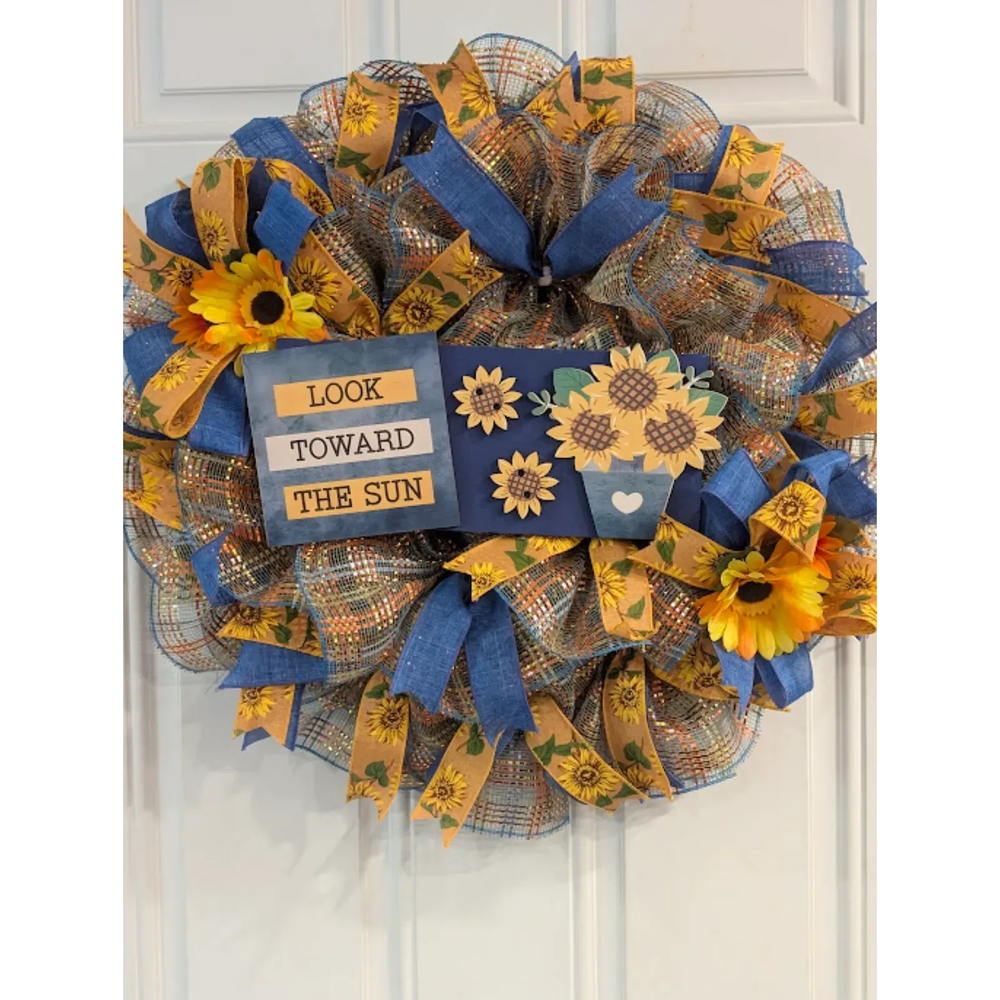 Handmade Sunflower Wreath for Front Door Summer and Fall Decor