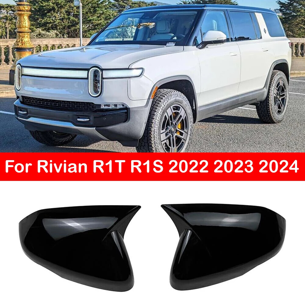 For Rivian R1T R1S 2022-2024 2x Rearview Side Mirror Cover Wing Cap Trim Add on