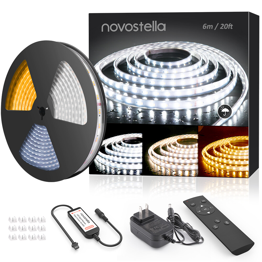20-40ft Tunable Waterproof LED Strip Light Super Bright Warm or Daylight