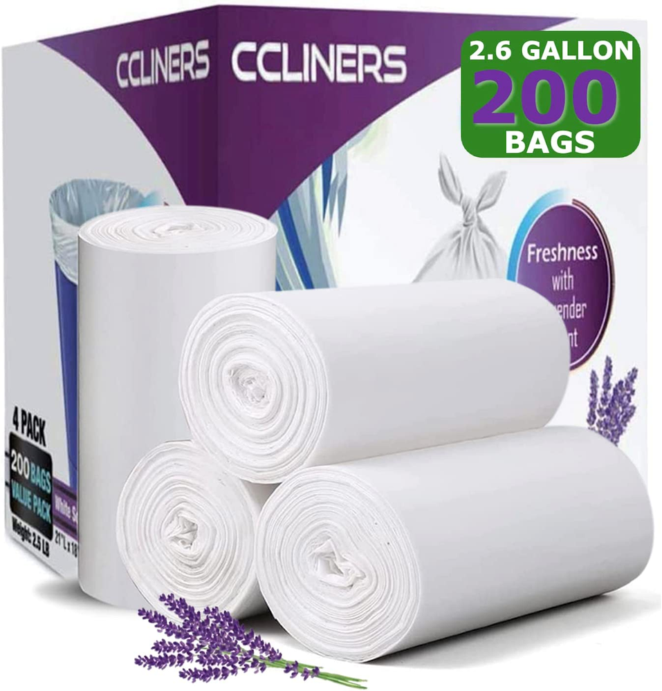 2.6 Gallon Lavender Scented Trash Bags (200 Count) White 2 Gallon Trash Bags Sma