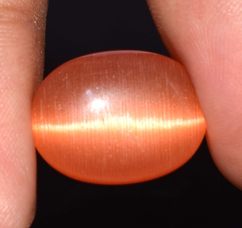 12.35 Ct Oval Orange Cat's Eye Gemstone Natural Certified B63738 Christmas Sale-image
