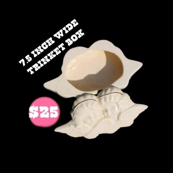 Vintage Cherub Double Trinket Box with Ornate Details