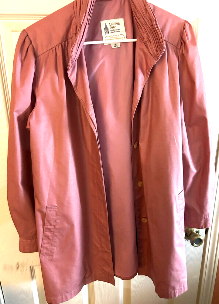 London Fog Rose Pink Women's 14 Reg Button Up Jacket Coat