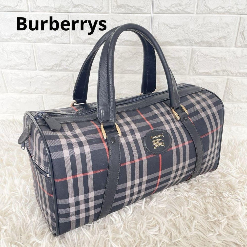 Burberrys Mini Boston Bag Nova Check Navy