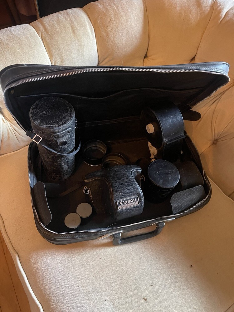 Canon Camera Package, Vintage 70s, 3-Lenses, 28, 58, 200 Zoom, Filters, Cases.