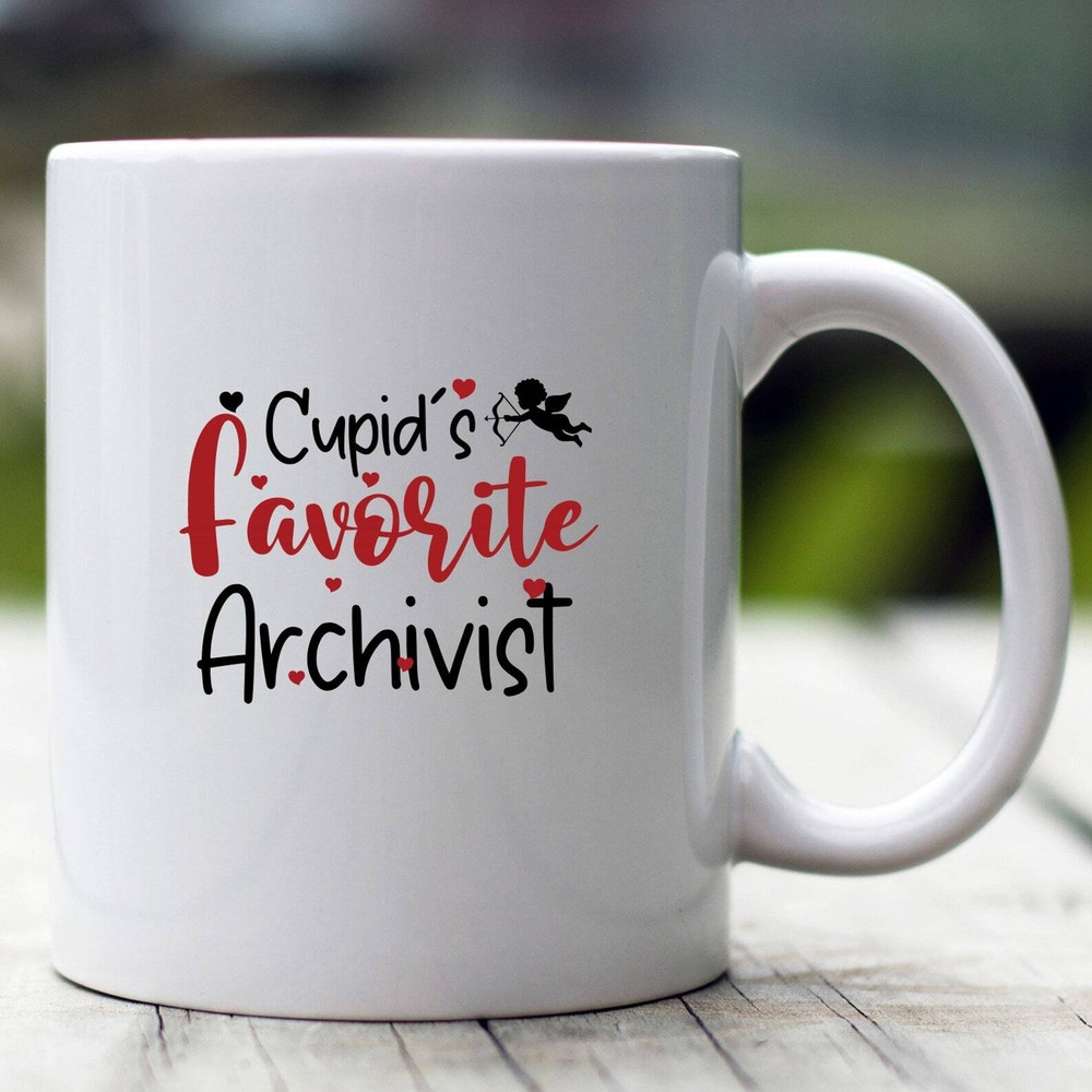 Cupid's Favorite Archivist Valentine Coffee Mug for Book Lovers