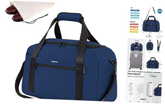 Personal Item Bag 16'' Small Duffel Bag Travel Bag 16 inch underseat Blue