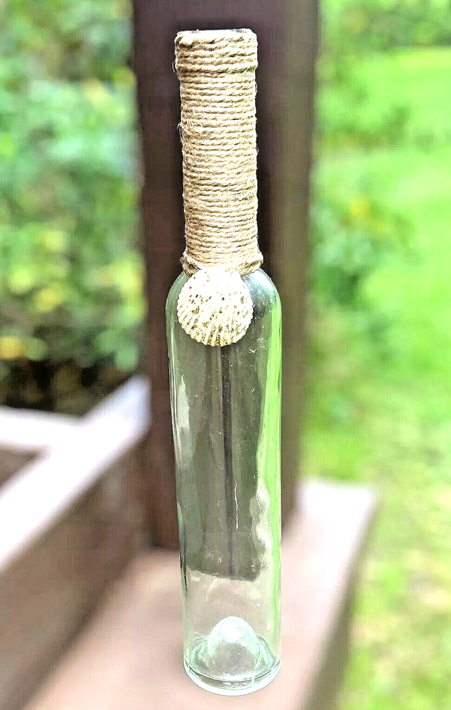 Twine Wrapped Cylinder Wine Bottle Rustic Beach Home Decor