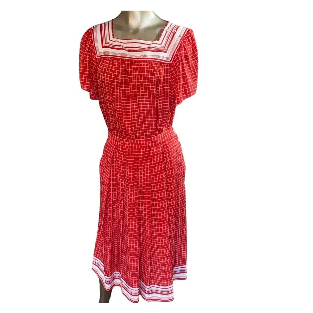 Liz Claiborne Vintage 80'S Skirt Set Red/ White Women Size 12-14 Regular