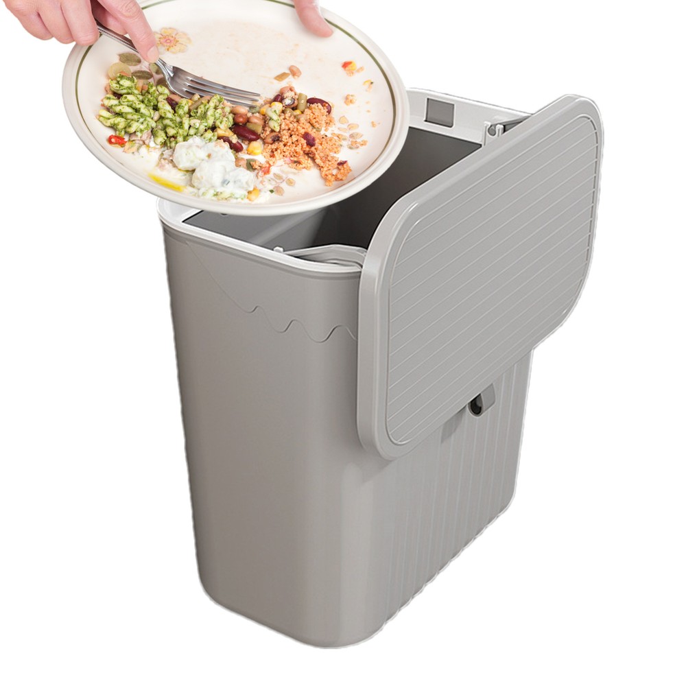 Hanging Kitchen Waste Bin with Lid Wall Mounted Over Door Cupboard Trash Can