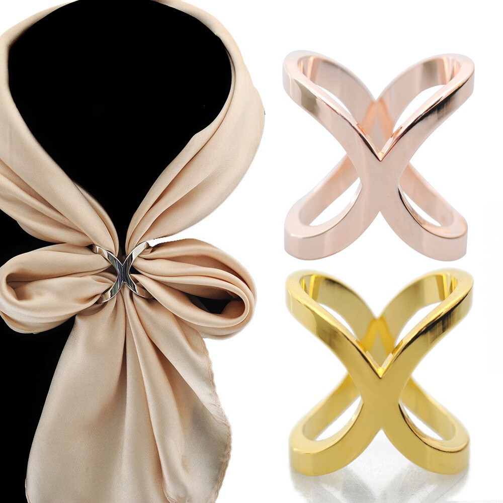 Fashion Silver Scarf Ring Buckles Brooch Gift Electroplate Pins for Silk Scarves