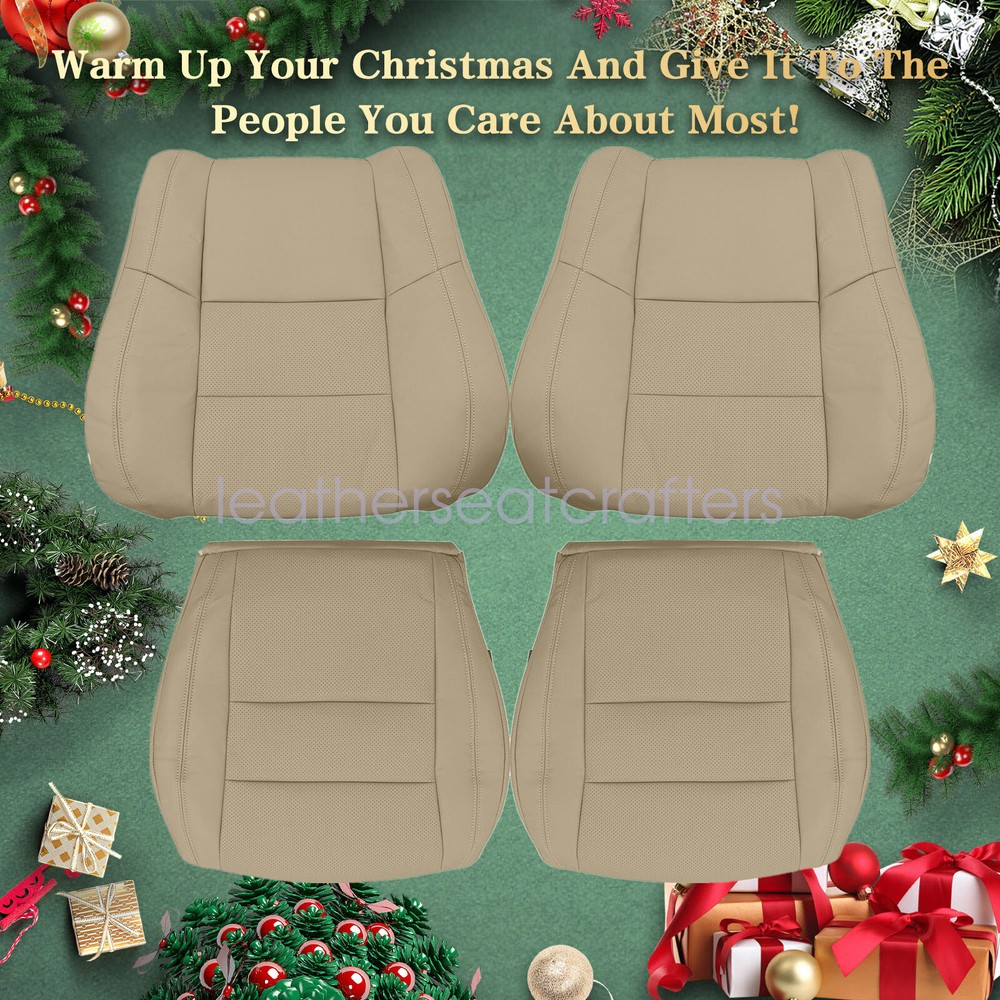 For 2011-2016 Jeep Grand Cherokee Front Bottom & Back AC Seat Cover Leather Tan
