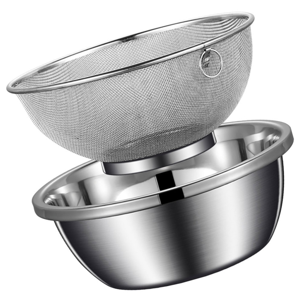 Stainless Steel Fine Mesh Rice Colander Set With Bowl