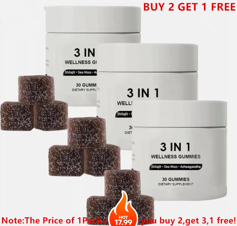 3 in 1 Shilajit Resin Ashwagandha Gummies for Wellness Boost