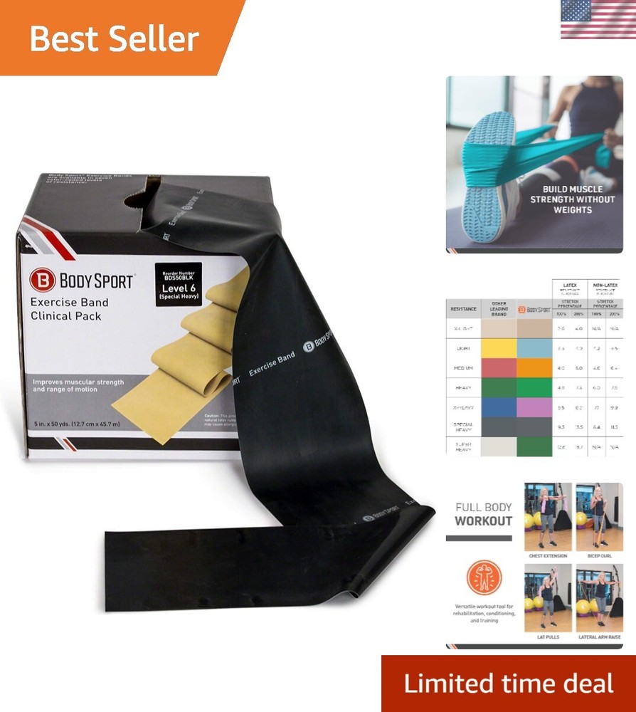 50-Yard Resistance Band Rolls for Fitness, Stretching, and Exercise Training