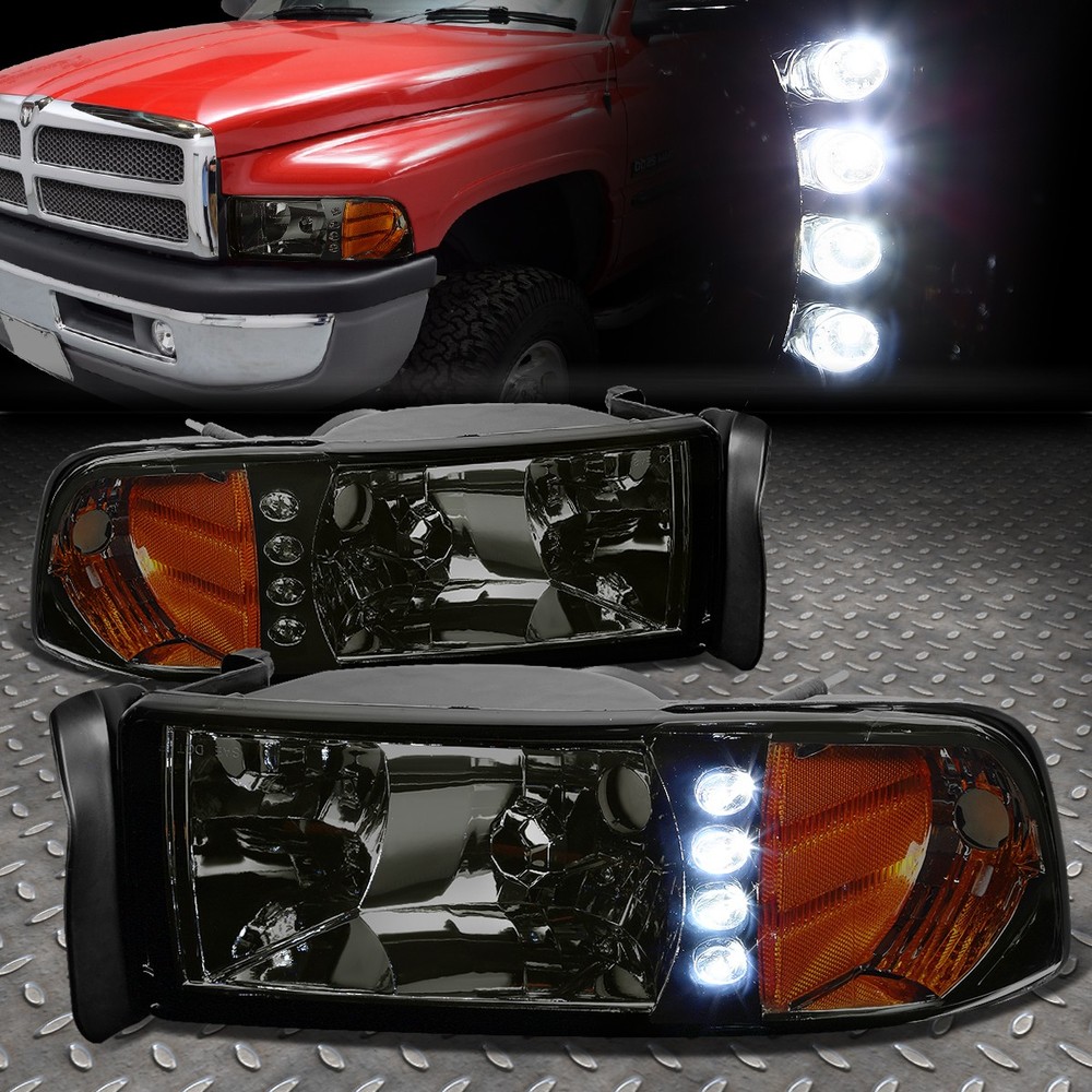 1994-2002 Dodge Ram Smoked Amber LED Corner Headlights with DRL