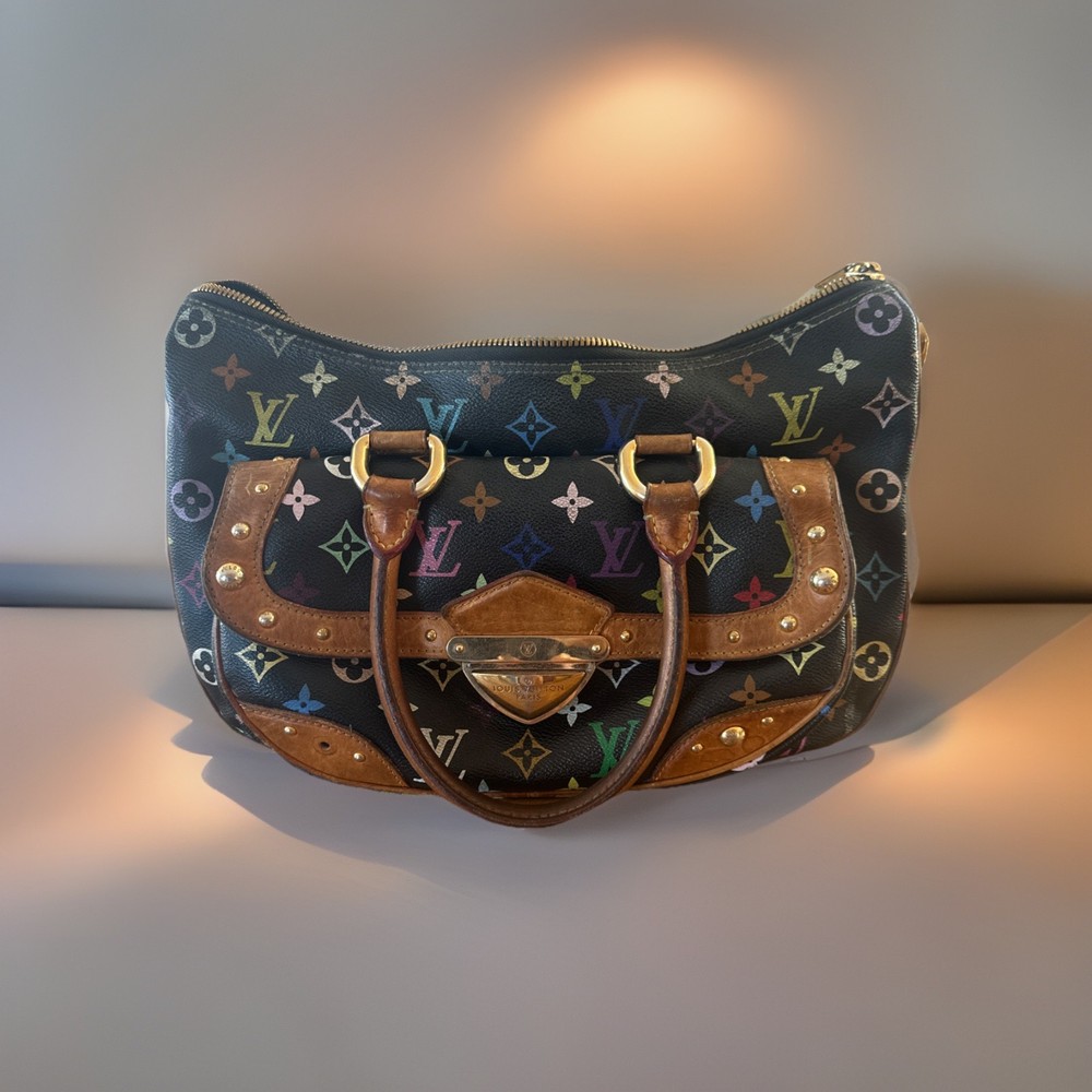 LOUIS VUITTON Monogram Multicolor Rita Tote Bag Black M40126 LV Auth 122880