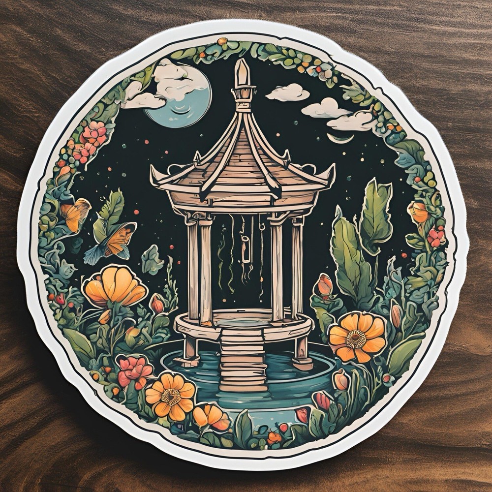 3” Round Praying Floral Temple AMAZING STICKER!
