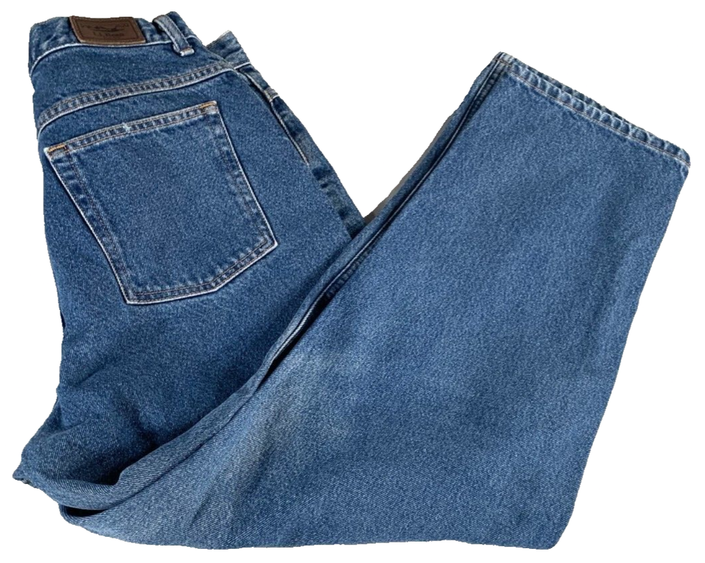 L.L. Bean Women’s Mom Jeans 16P High Rise Relaxed Fit Y2K Blue Denim Mexico Made