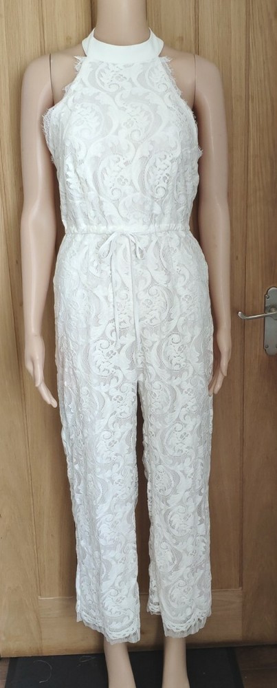 NWT White Lace Halter Neck Jumpsuit Size L