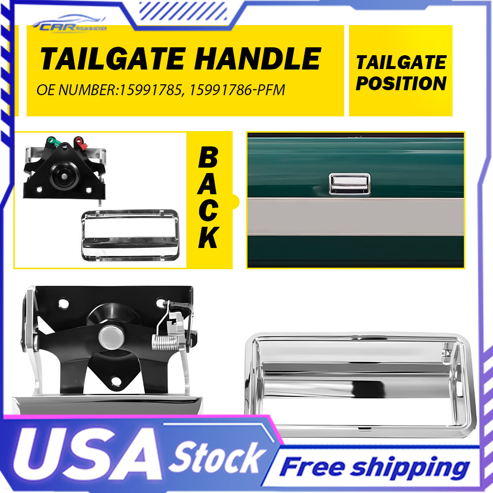For 1988-2000 Chevy K2500/K3500 Truck Chrome Tailgate Tail Gate Handle&Bezel Set
