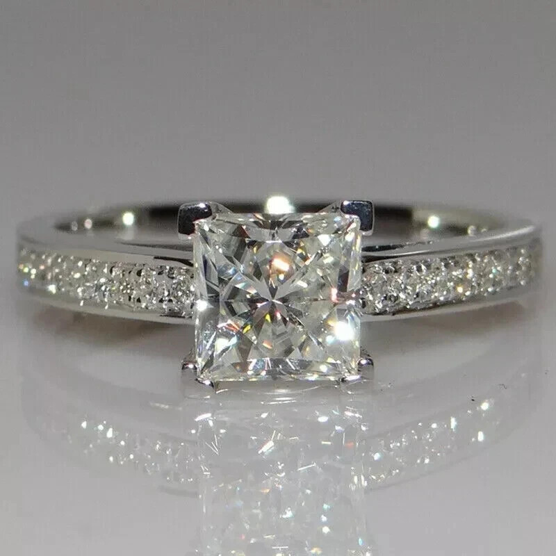 2.50CT Princess Lab-Created Diamond Engagement Ring in 14K White Gold