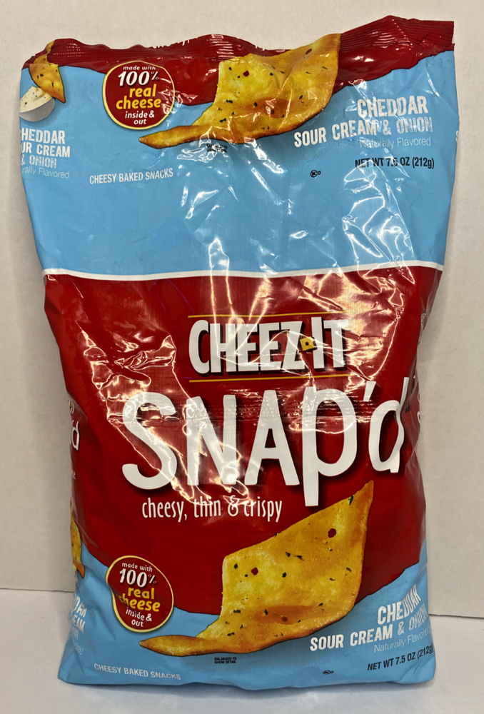 CHEEZ-IT SNAP'D Cheddar Sour Cream 7.5 oz Misprinted Sealed Error Bag