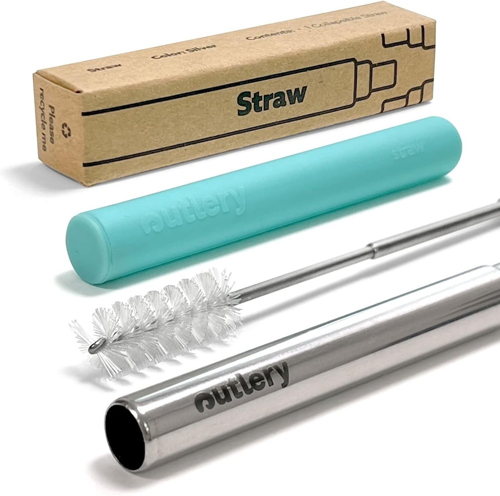 Pajitas de metal reutilizables plegables de acero inoxidable pajita de viaje P