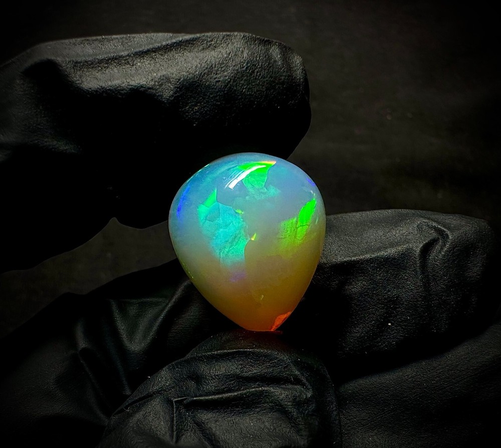 Natural Ethiopian Opal 15.30 Carat Pear Cabochon For Making Jewellery (Gian-16)