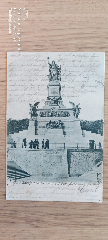 Postcard the national monument on the Niederwald 13.07.1904 gel _