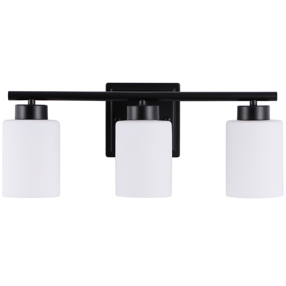 3 Light Bathroom Light Fixtures, 19.2 Inches Vanity Lights for Mirror, Black ...