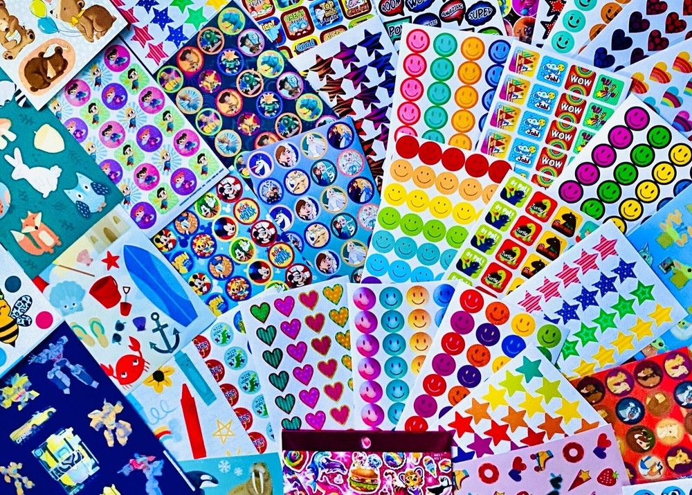 799 STICKER LOT MXD THEMES animals food fruits aliens birthday school bff hearts