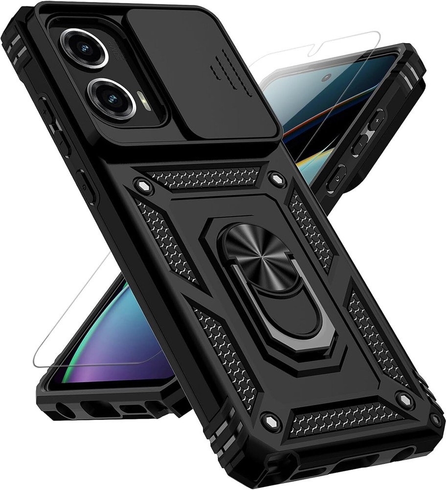 For Moto G Stylus 5G 2024 Case With HD Screen Protector & Ring Holder Kickstand
