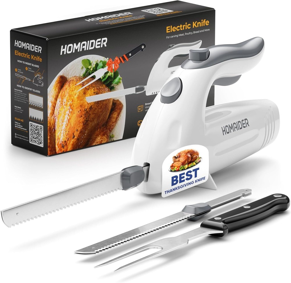 Electric Carving Knife for Turkey and Meat with Serving Fork