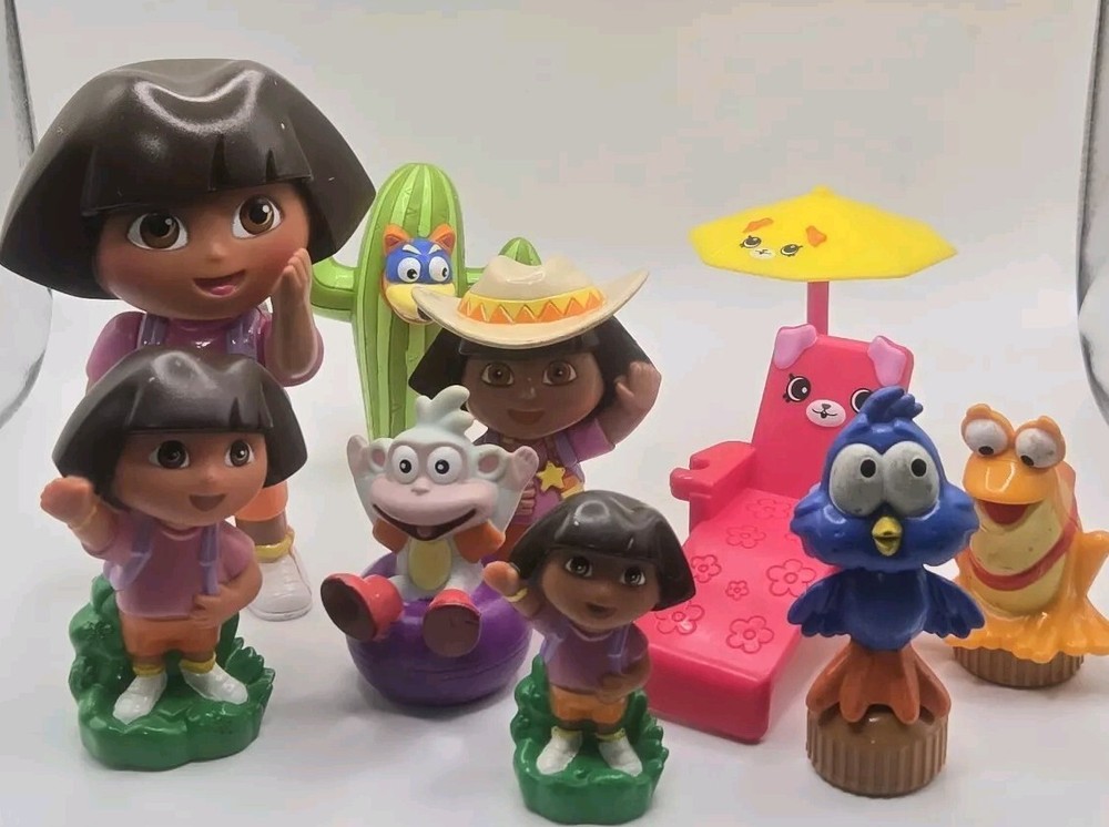 Vintage Dora the Explorer Lot – 10 Piece Set with  Collectible Figures